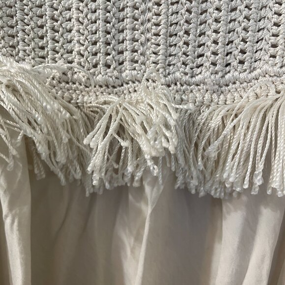 Vince Crochet Fringe Maxi Dress Boho Festival Resort Ivory Sz S Lined - Picture 8 of 10